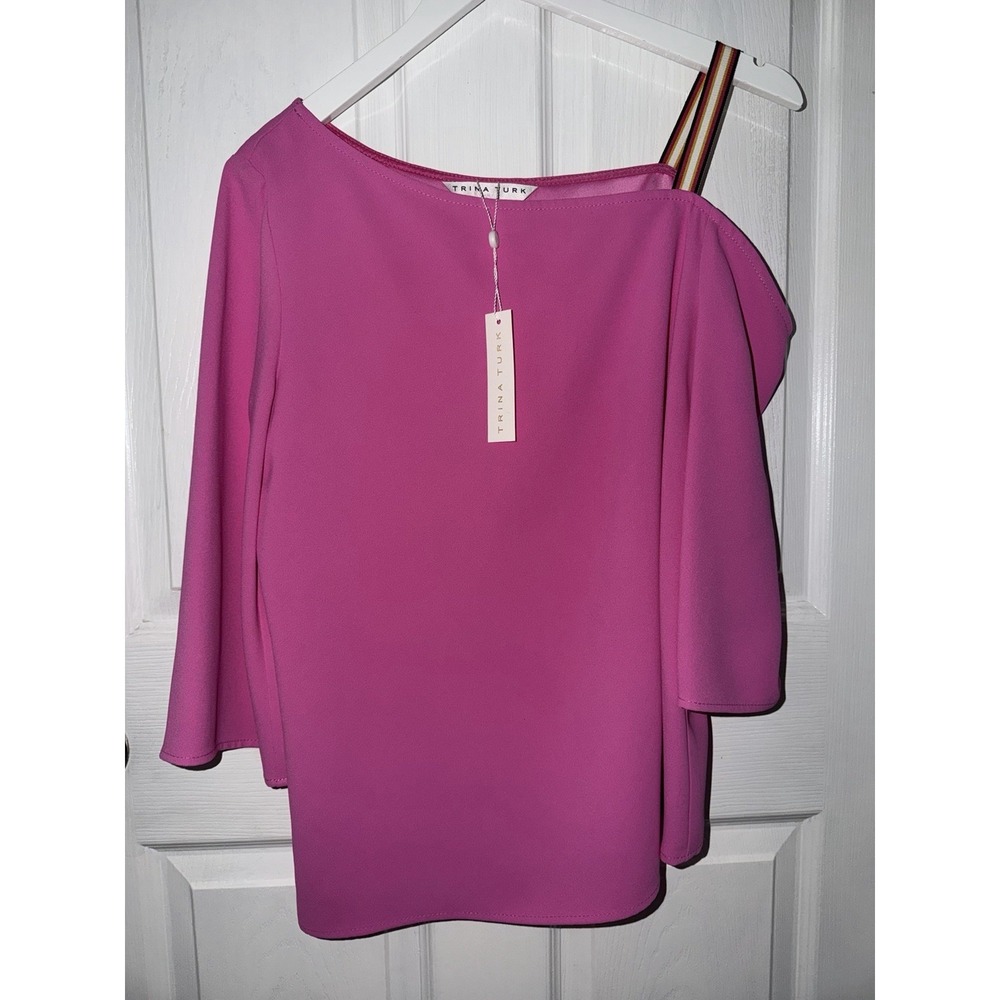 NEW Trina Turk‎ Superior Top Womens Sz M Pink Off Shoulder Blouse